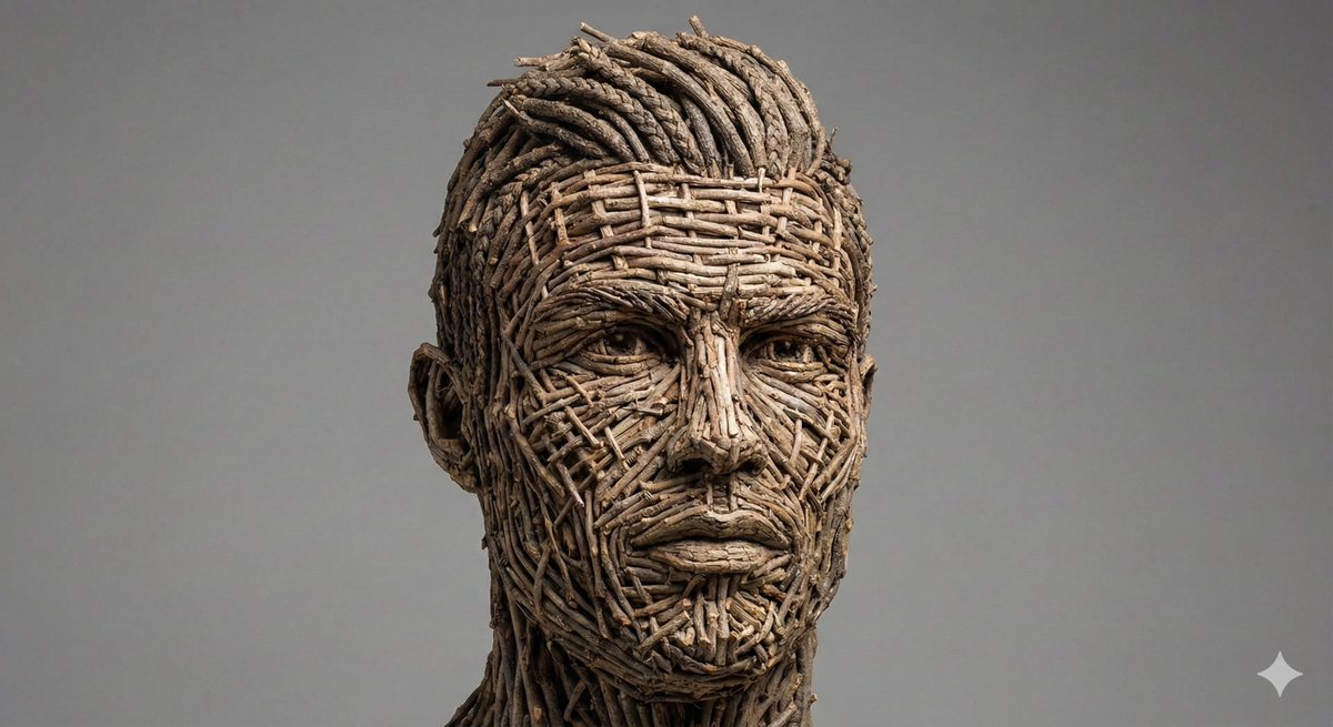 Woven Wooden Twig Portrait with Identity Lock — example 2