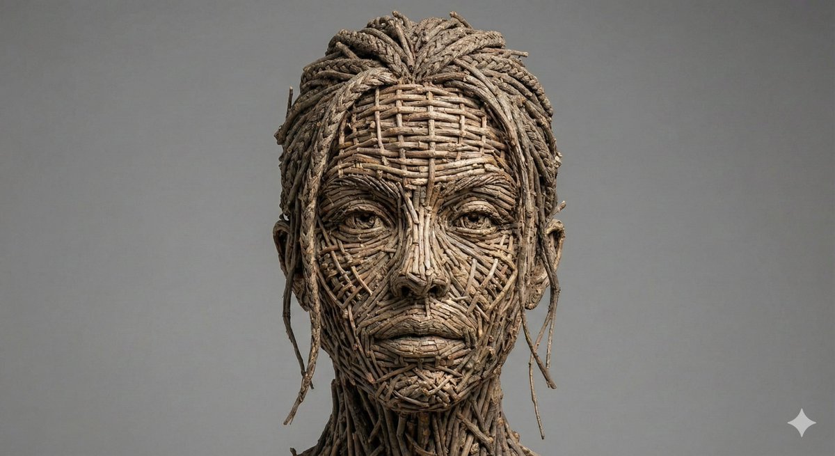 Woven Wooden Twig Portrait with Identity Lock — example 4