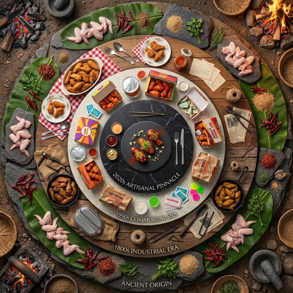 Food History Diorama in Mandala Format (Spicy Chicken Wings) — example 2