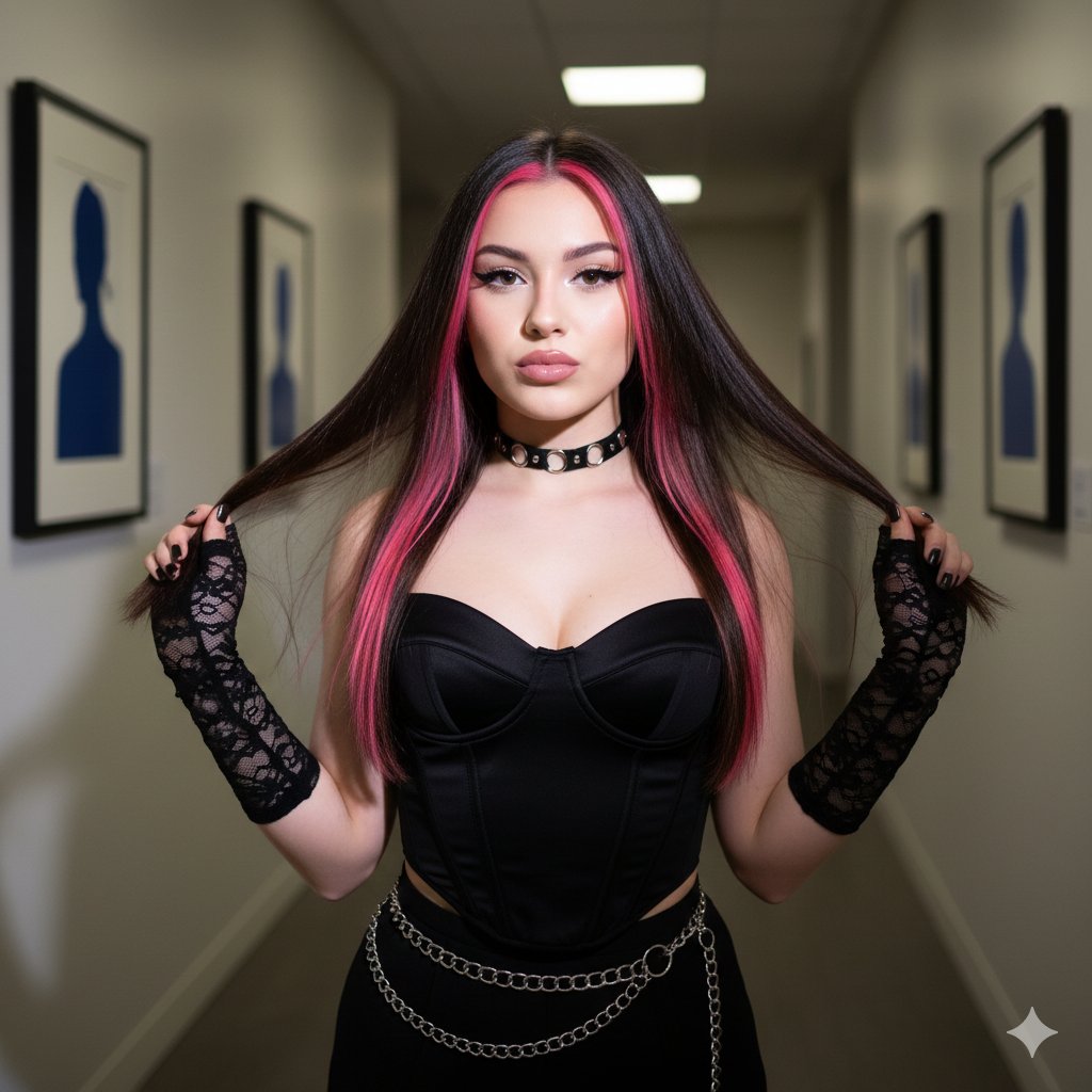 Y2K Digital Flash Influencer Aesthetic Portrait — example 1