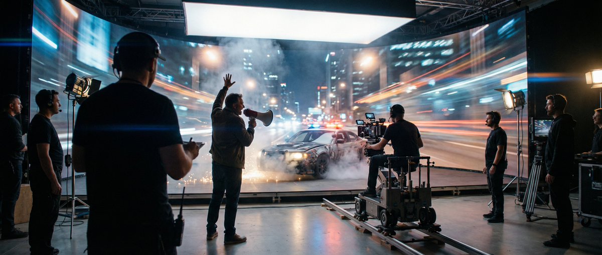 Cinematic Studio Shot of a Soccer Commercial Set — example 1