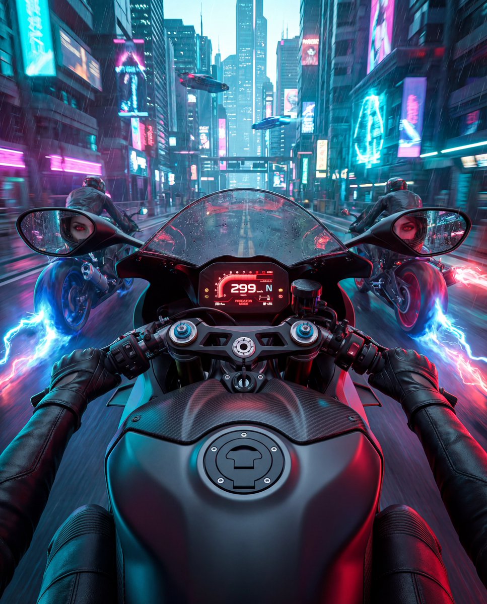 Cyberpunk POV Motorcycle Ride with Vampire Mafia Girl — example 1
