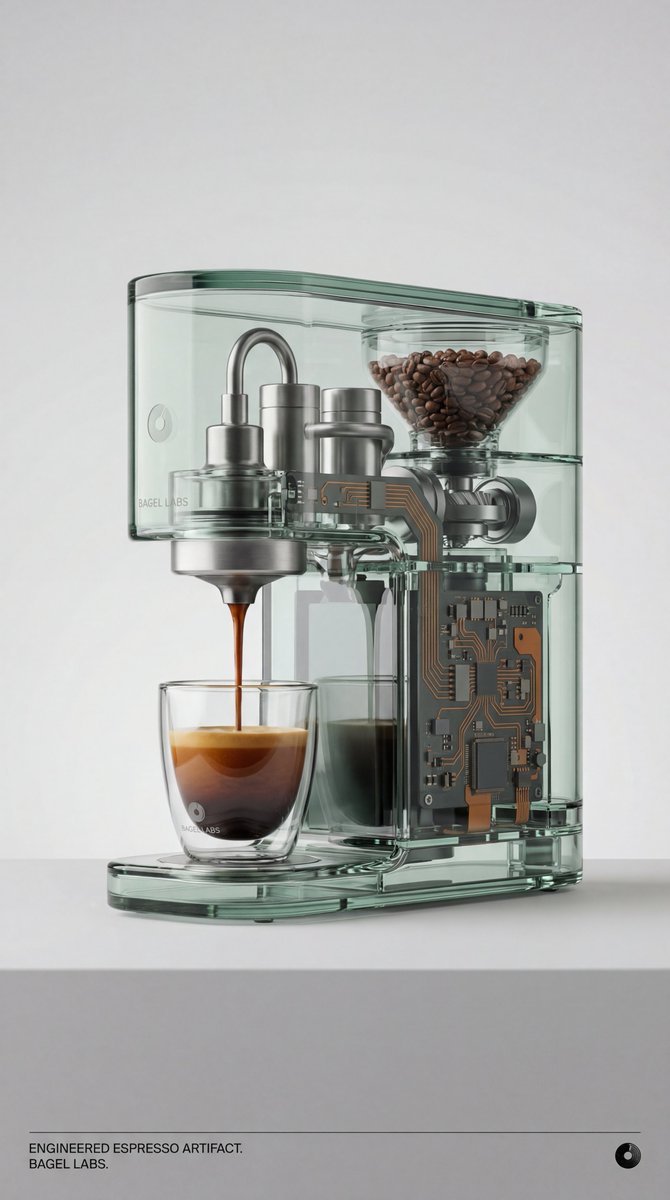 Recontextualized Glass Espresso Machine Product Shot — example 1