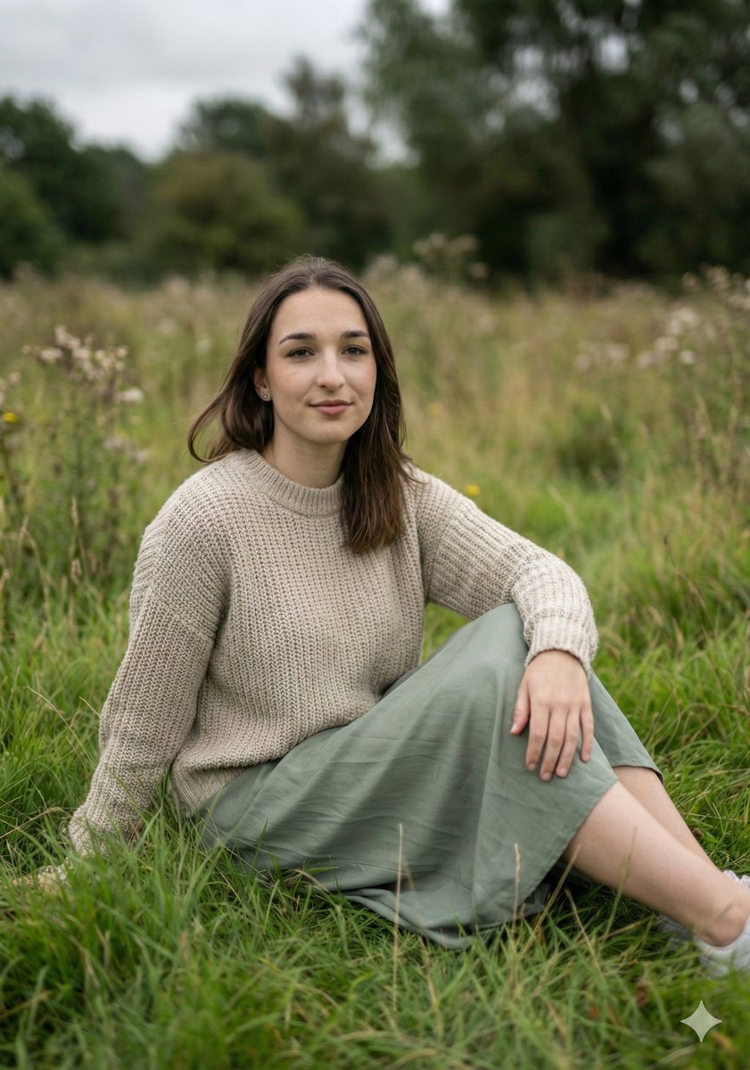 Serene Portrait in a Meadow with Shallow DOF — example 1