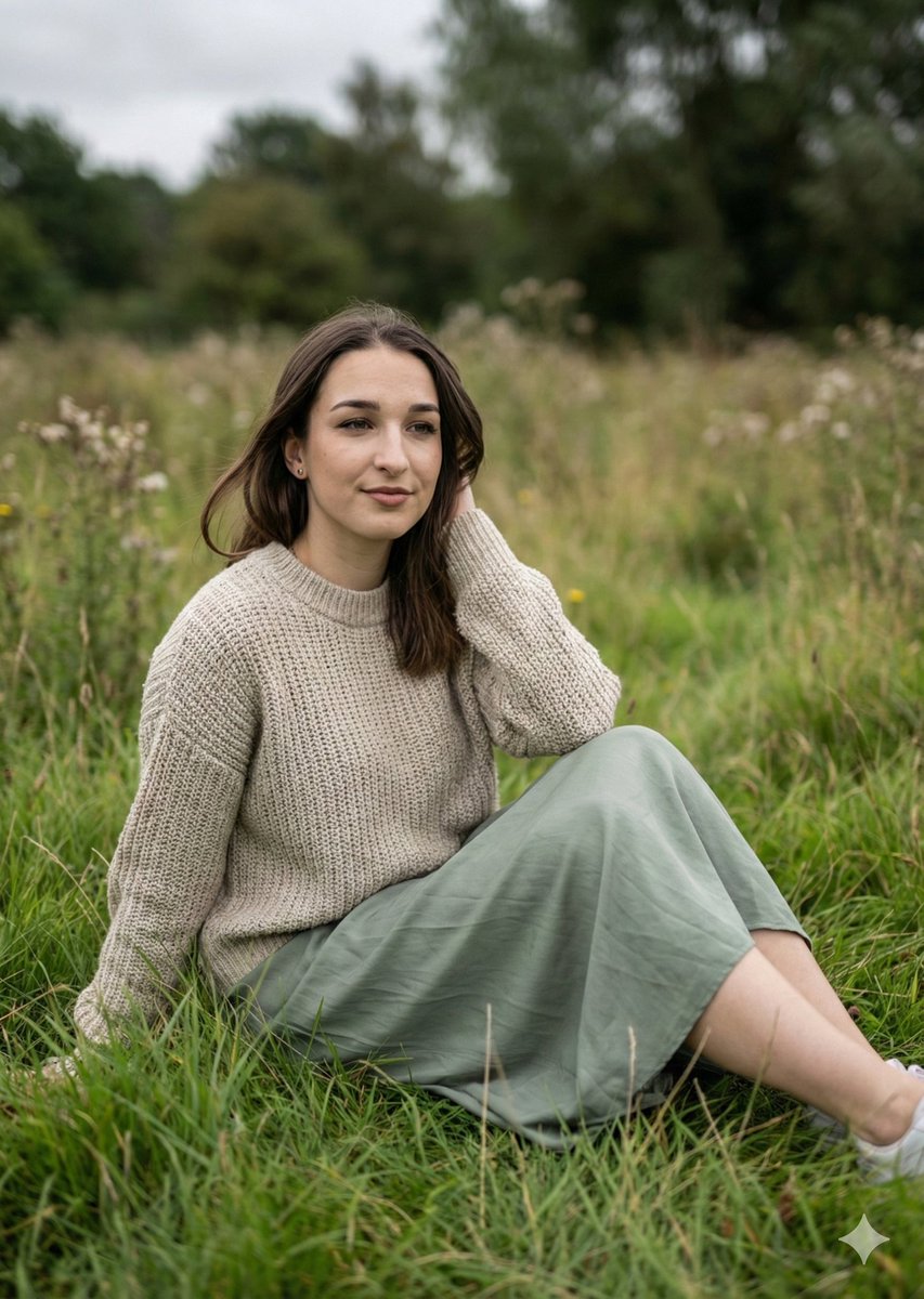 Serene Portrait in a Meadow with Shallow DOF — example 2
