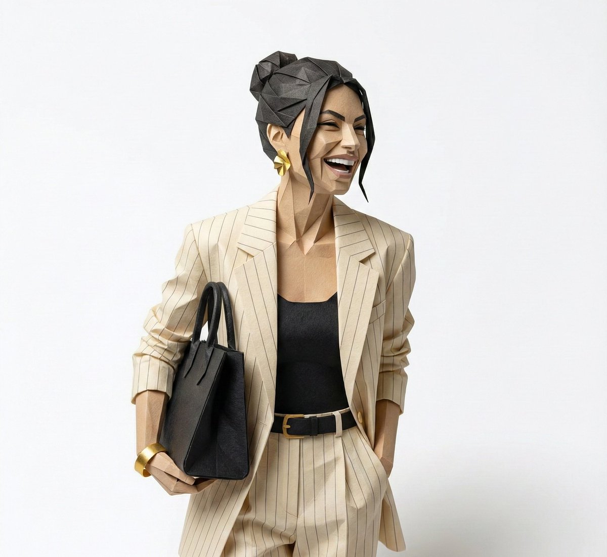 Hyper-Detailed Origami Portrait Sculpture — example 1