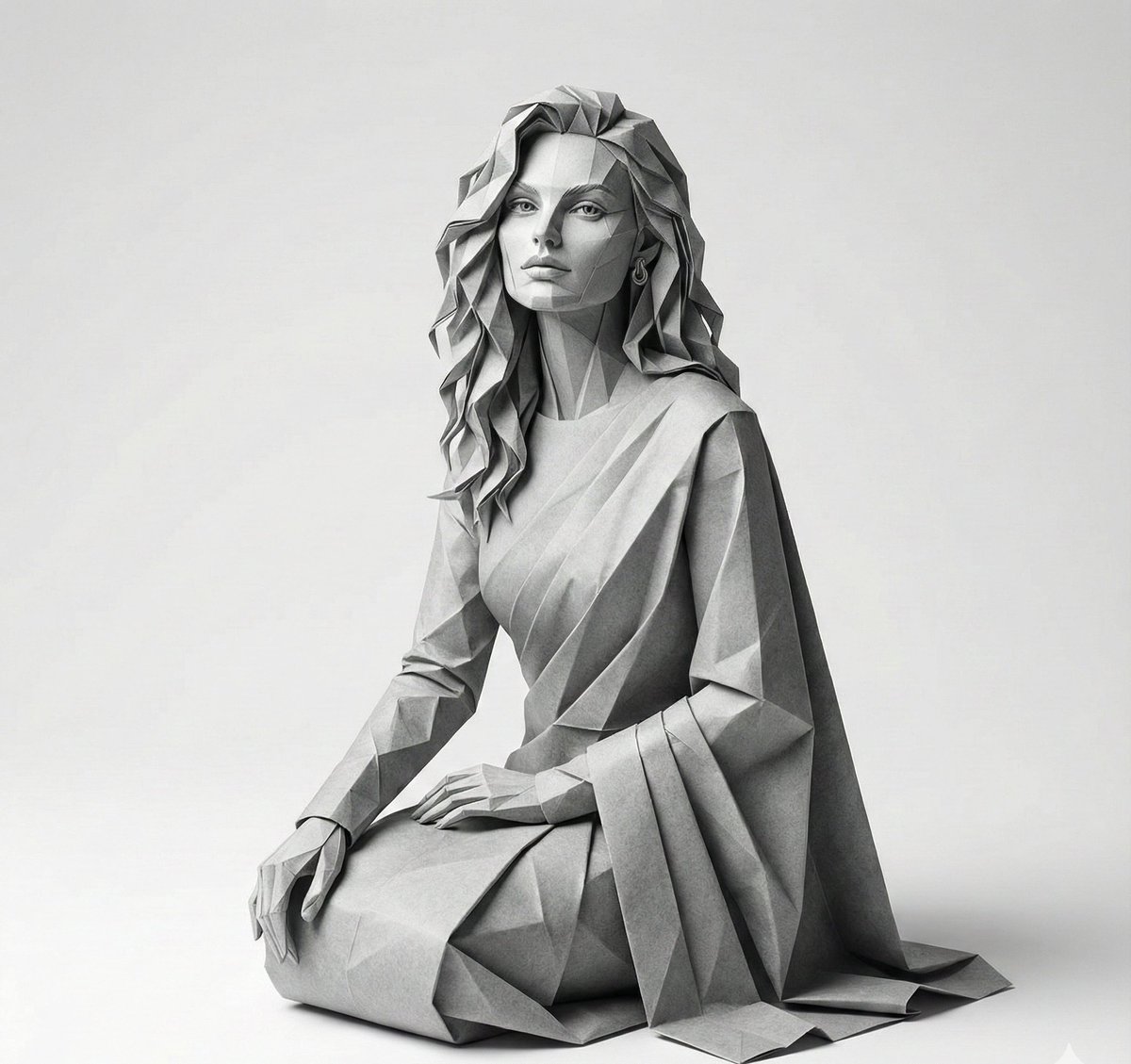 Hyper-Detailed Origami Portrait Sculpture — example 2