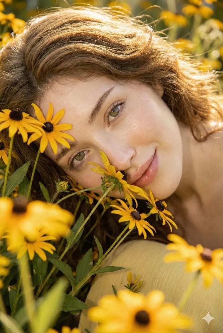Cinematic Portrait with Harsh Flash and Floral Background (Duplicate) — example 1