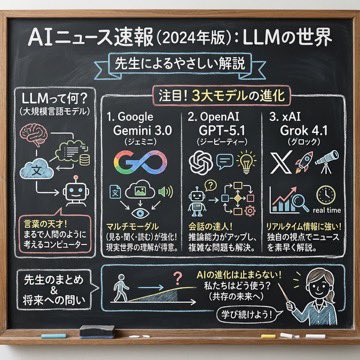 Chalkboard-style AI news summary — example 1