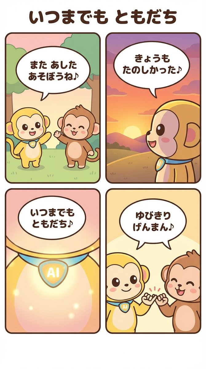 Generating a 4-Panel Comic Strip: 'Friends Forever' — example 1
