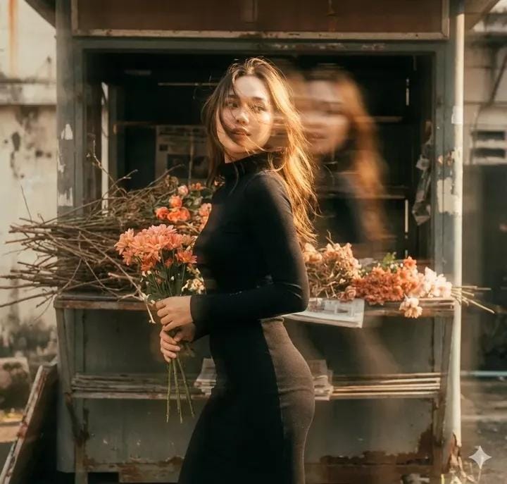 Vintage Film Aesthetic Portrait with Motion Blur — example 2