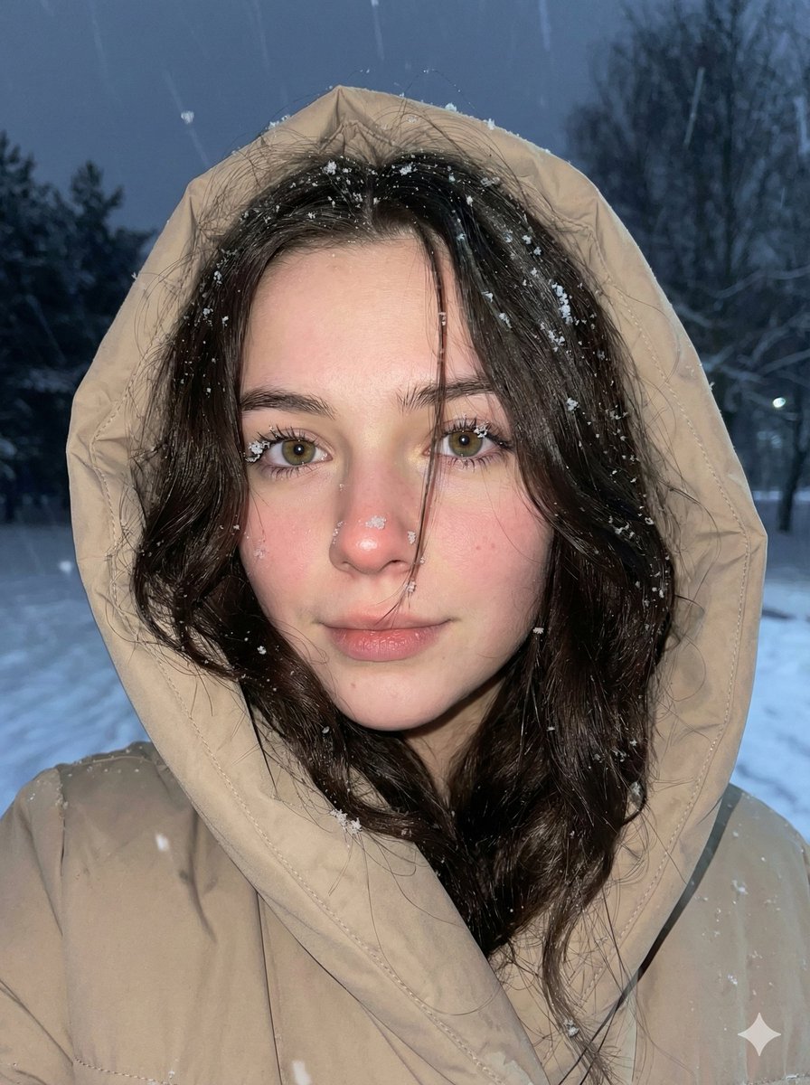 Moody Winter Close-Up Portrait Prompt — example 1