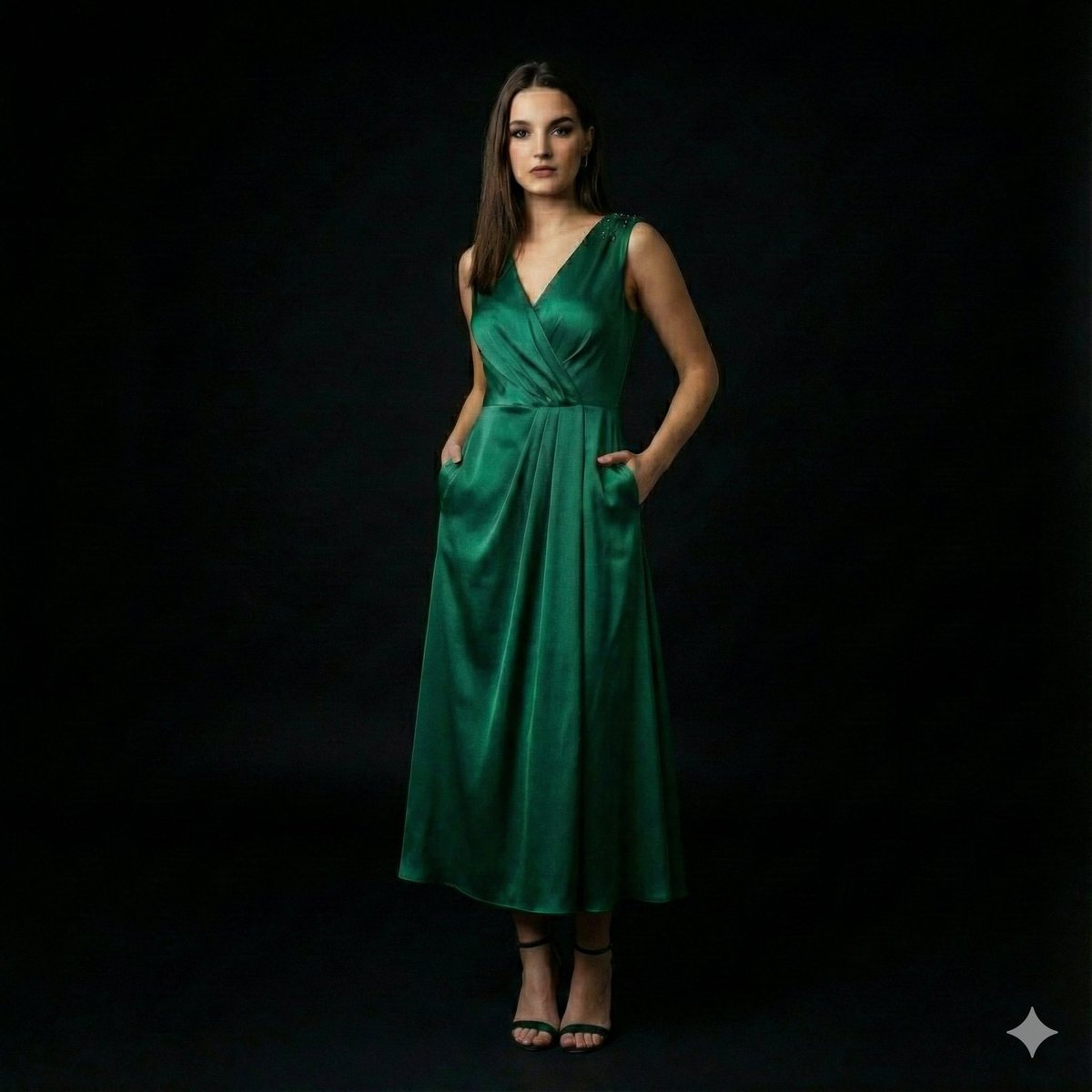 High-End Fashion Editorial Portrait on Black Background — example 1