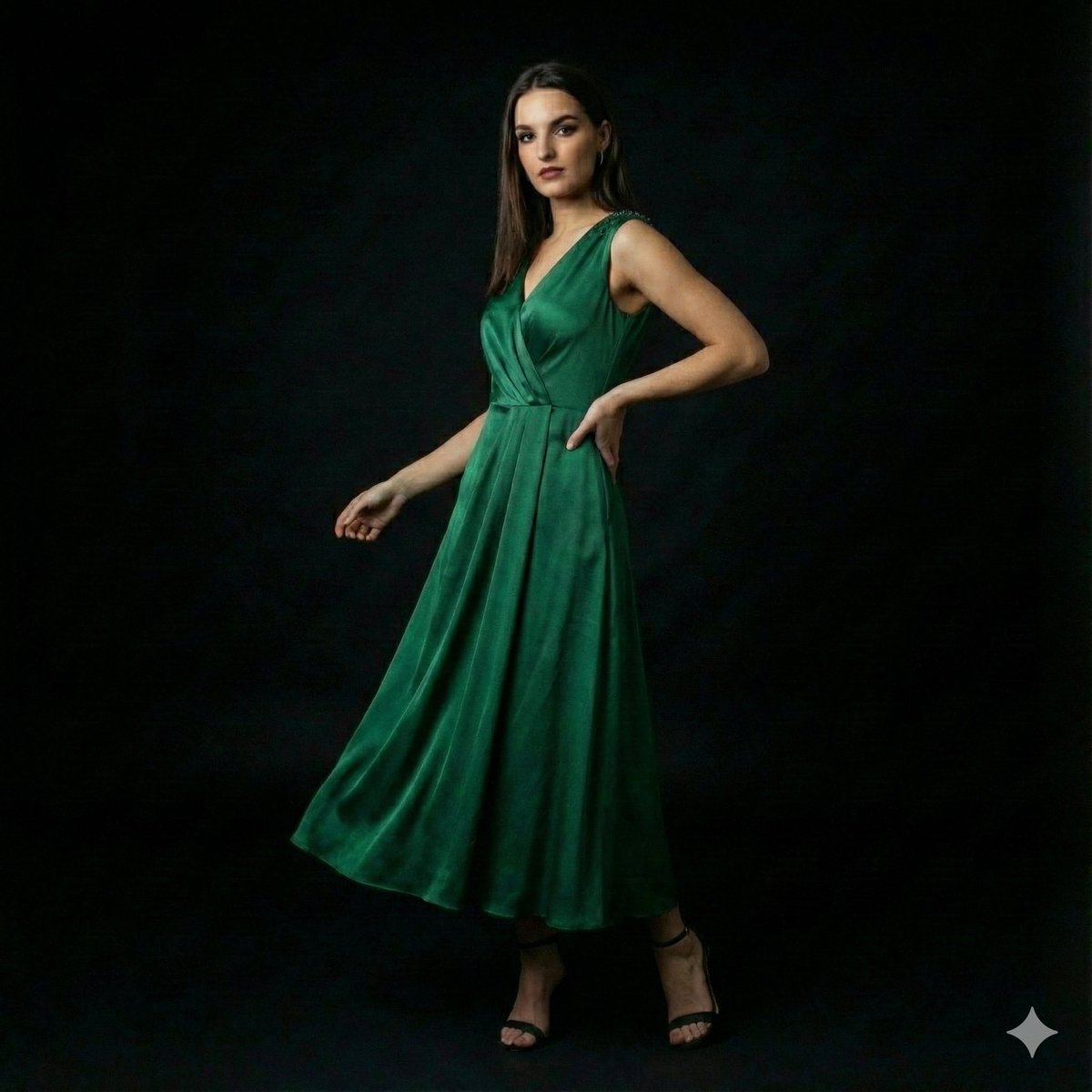 High-End Fashion Editorial Portrait on Black Background — example 2