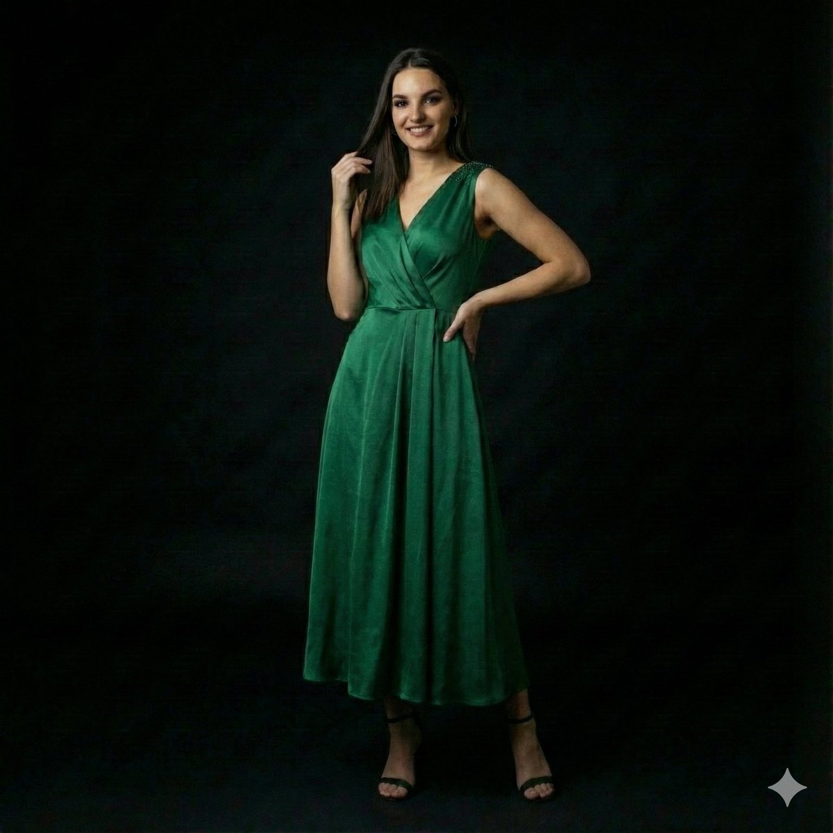High-End Fashion Editorial Portrait on Black Background — example 3