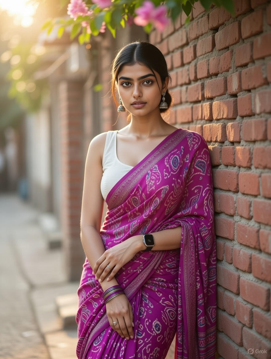 Grok Identity Lock Prompt for Saree Portrait — example 1