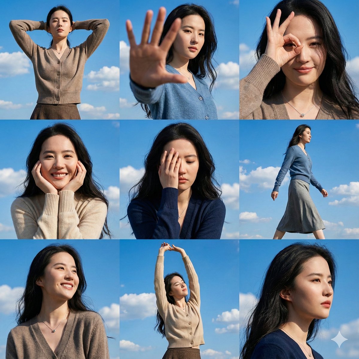 High-Resolution 3x3 Grid Photo Collage for Female Travel Photography — example 1