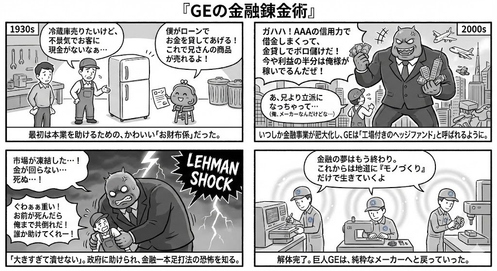 Generating 4-Panel Manga on GE's Financial History — example 1