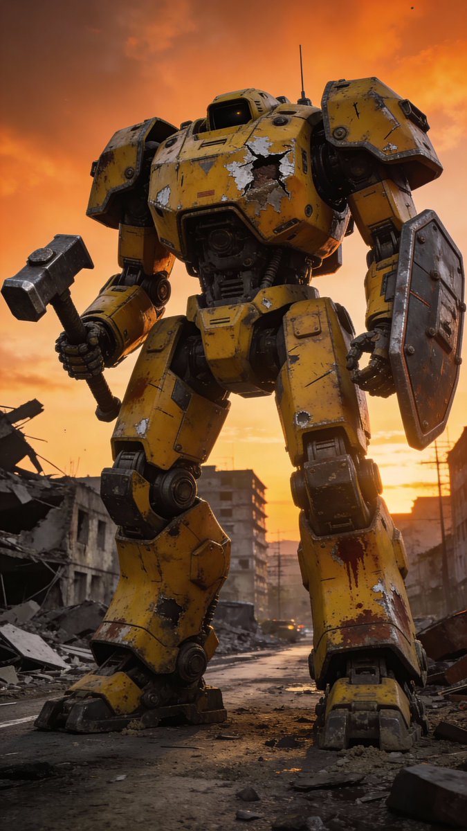 Photorealistic Battle-Damaged Mech Prompt — example 2