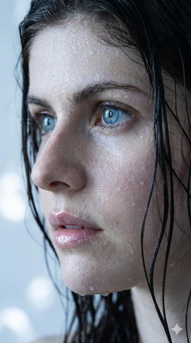 Extreme Wet Close-up Portrait with Reference Image — example 2