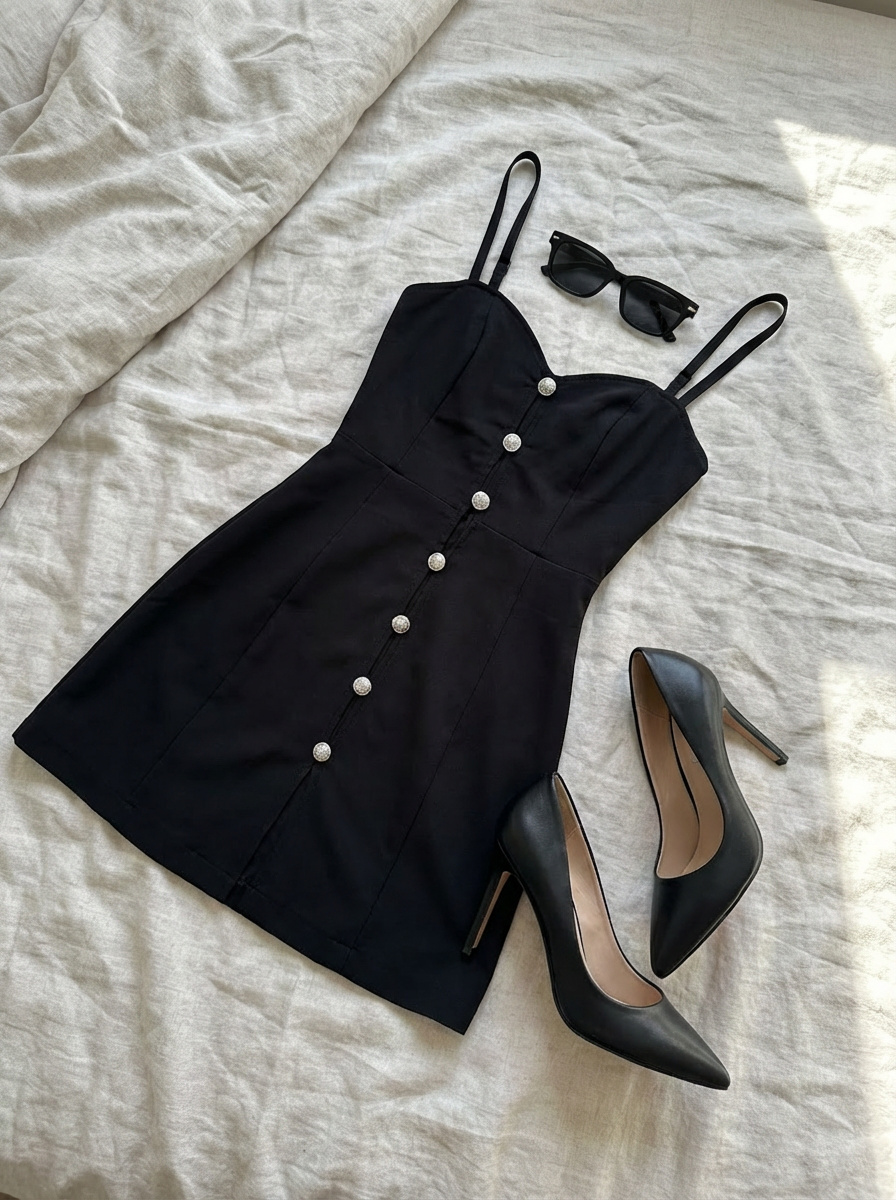 Clothing laid out separately on a bed — example 1