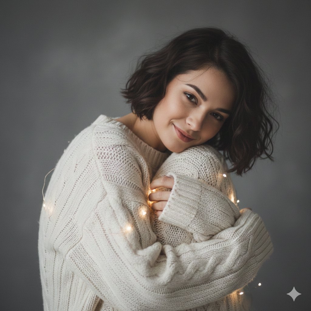 Intimate Studio Portrait with Fairy Lights Prompt — example 1
