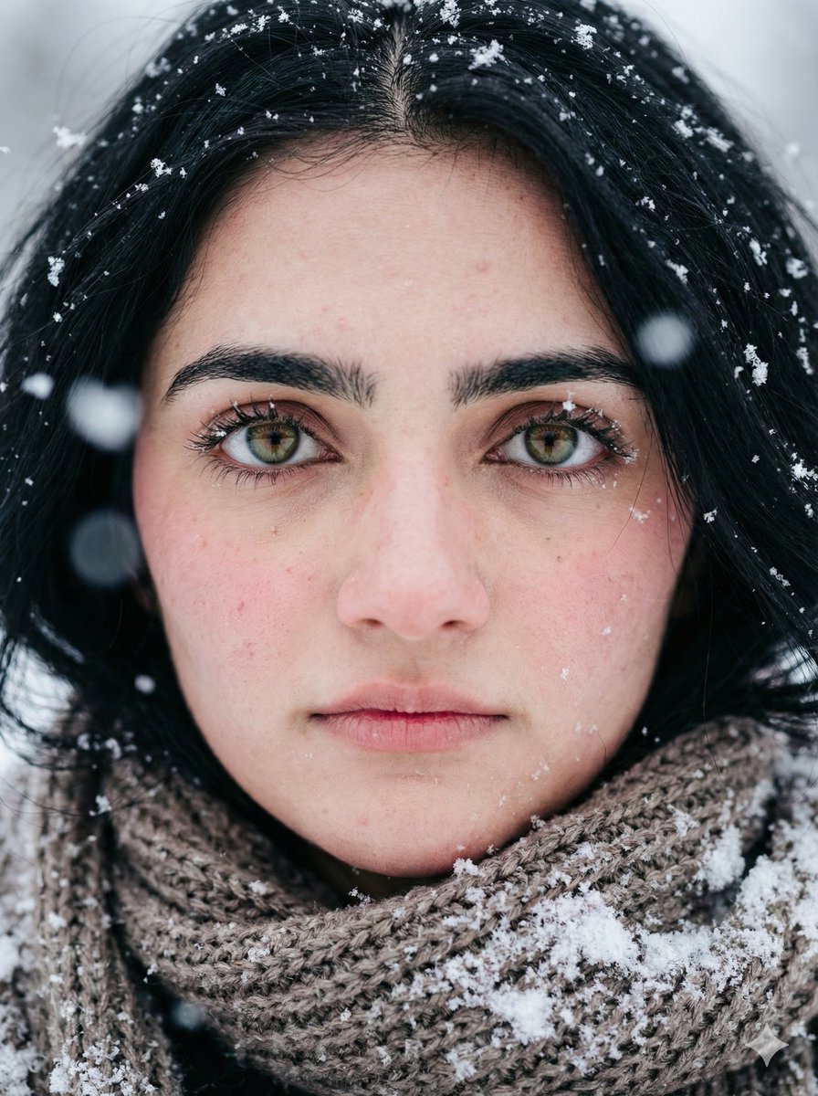Extreme Close-up Winter Portrait (Rukmini Vasanth) — example 1