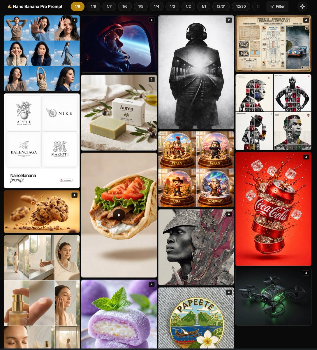 3x3 Grid Female Pose Collage Highlighting Dynamic Fashion and Light Effects — example 1