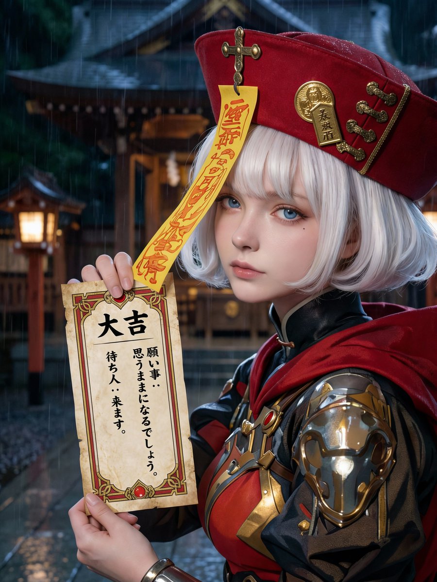 Photorealistic Omikuji (Fortune Slip) Design — example 1