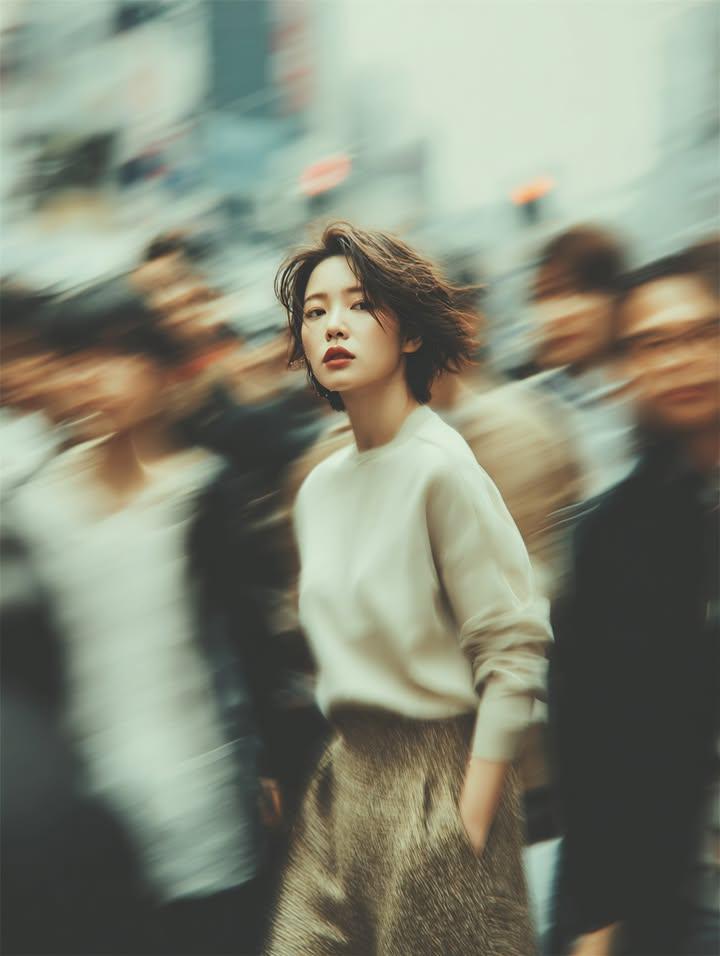 Cinematic Street Portrait with Motion Blur — example 1