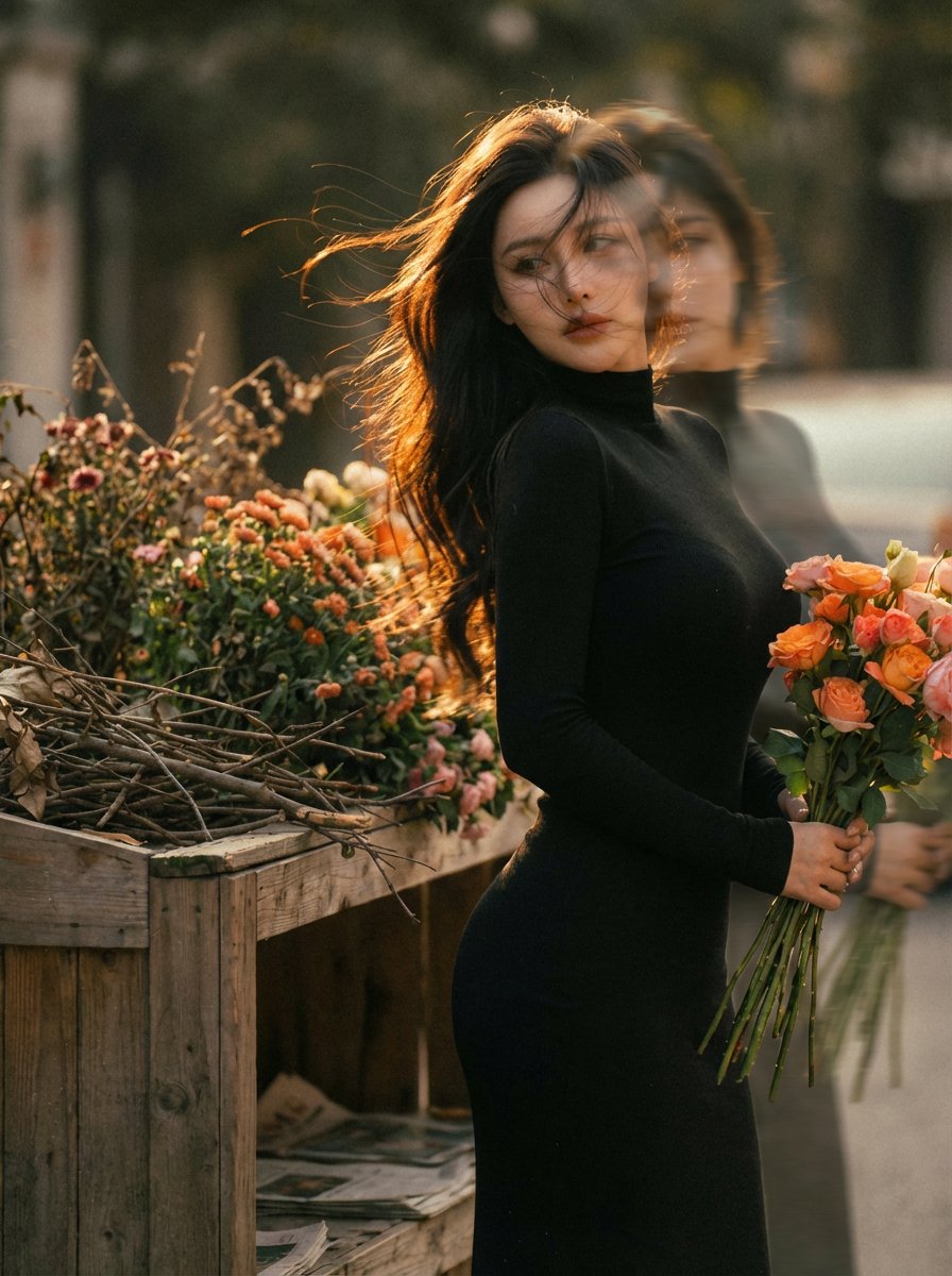 Dreamy Double Exposure Portrait with Sunset Light — example 1