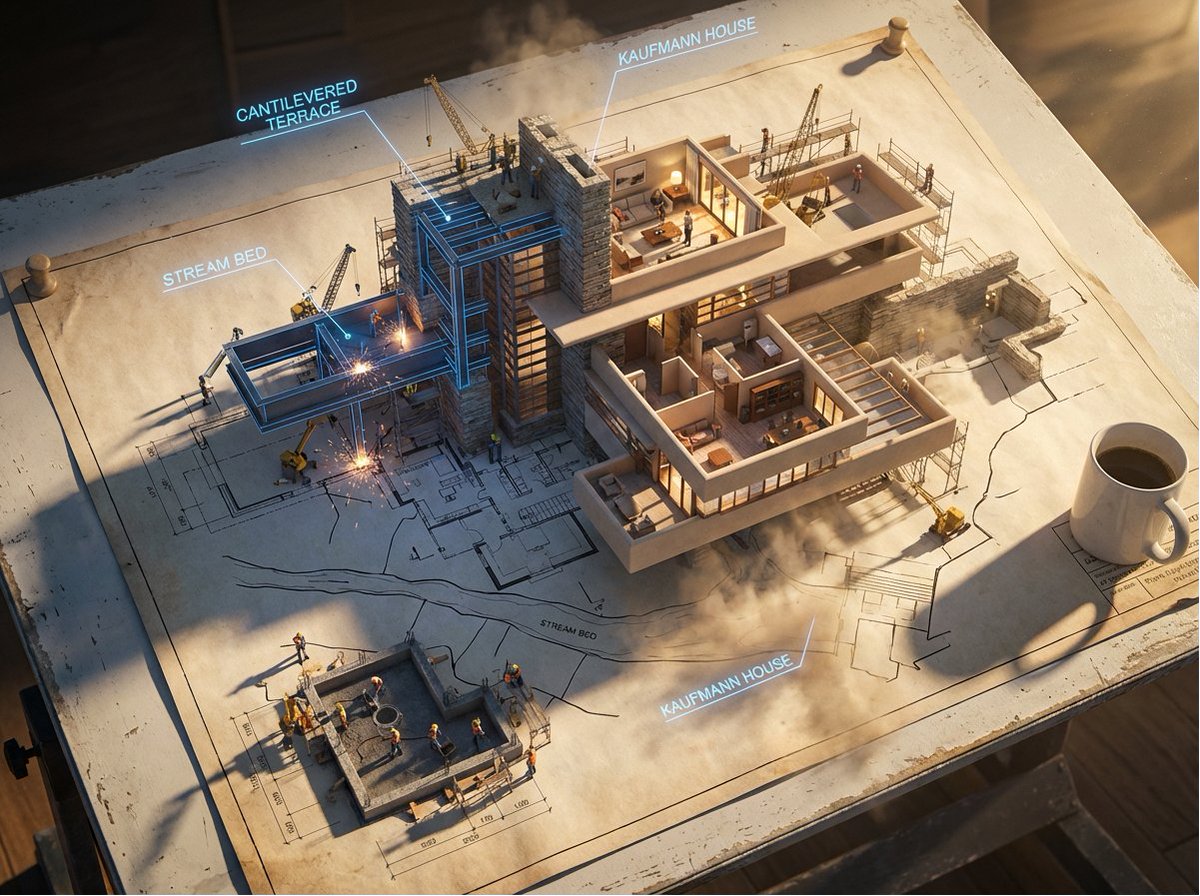 Epic 3D Architectural Blueprint Awakening Scene — example 4