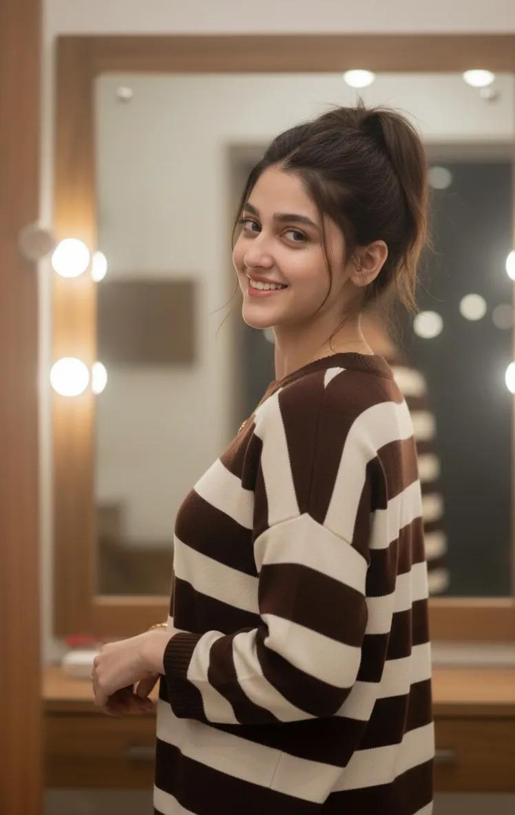 Cozy Indoor Lifestyle Portrait with Vanity Mirror — example 2
