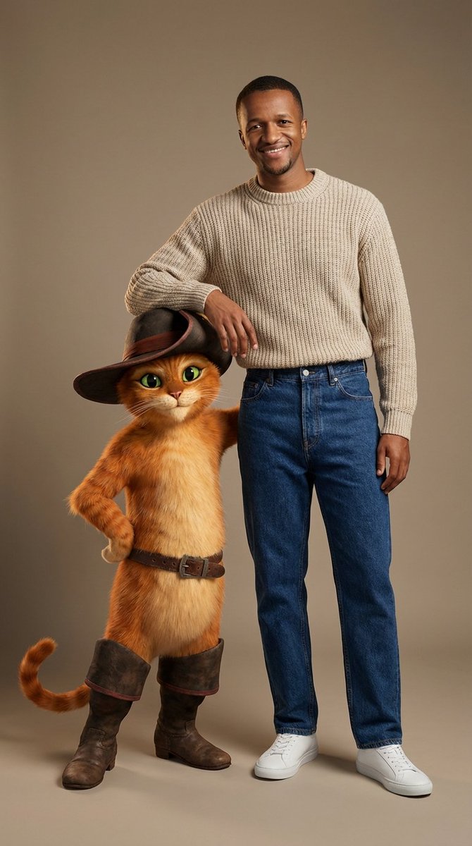 Fashion Portrait with Puss in Boots 3D Character — example 1