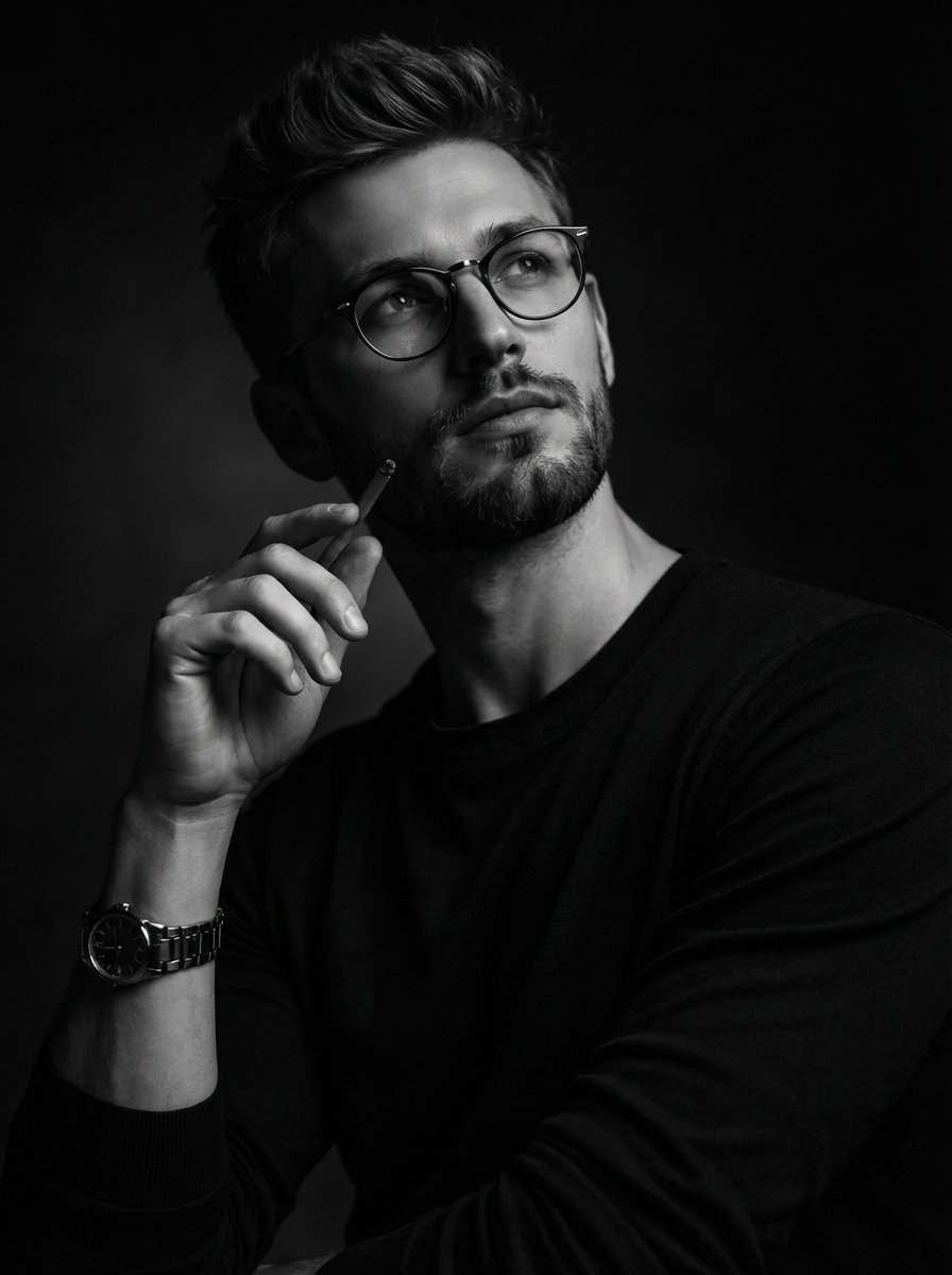 Moody Black and White Fine Art Portrait — example 1