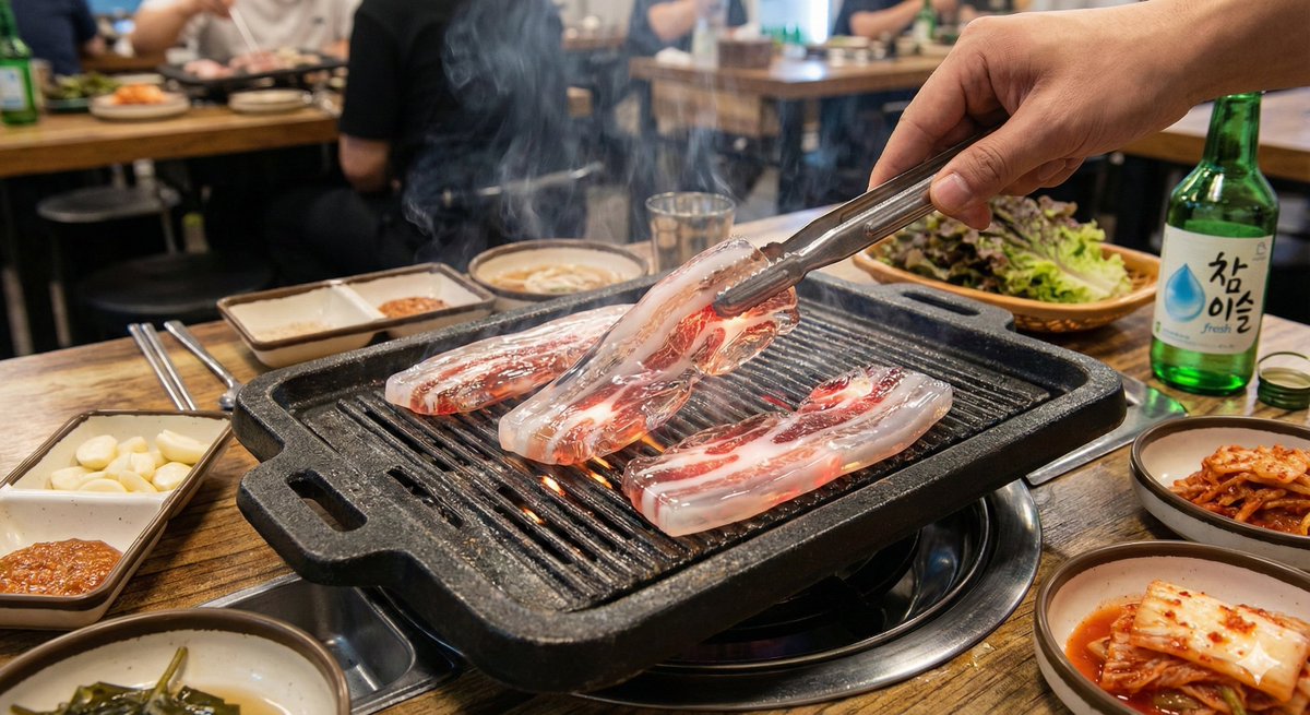 Hyperrealistic glass pork belly on a grill — example 2