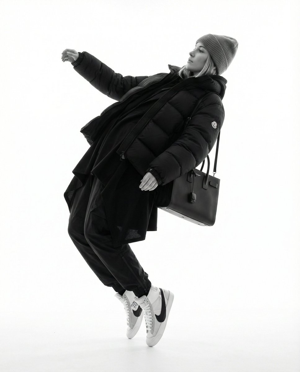 Monochrome Hypebeast Editorial with Airborne Action — example 2