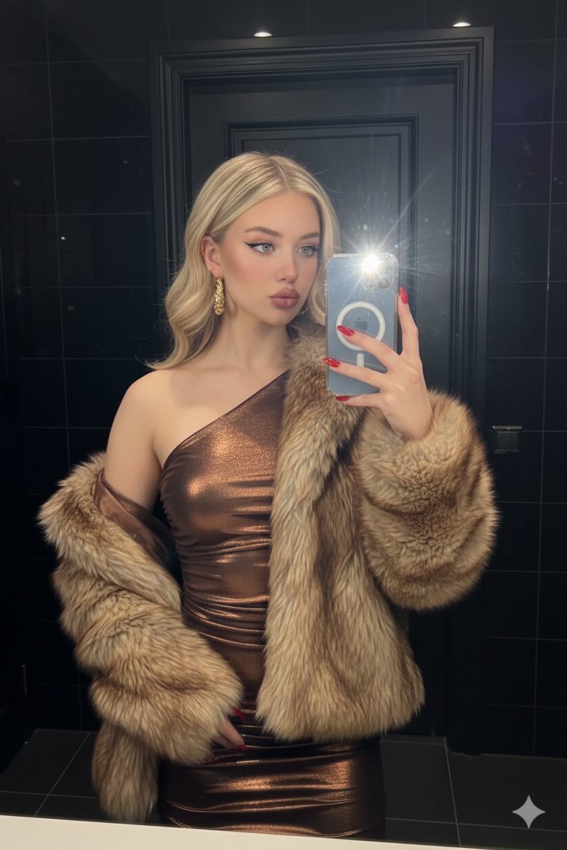 Nightlife Glamour Mirror Selfie with Flash — example 1