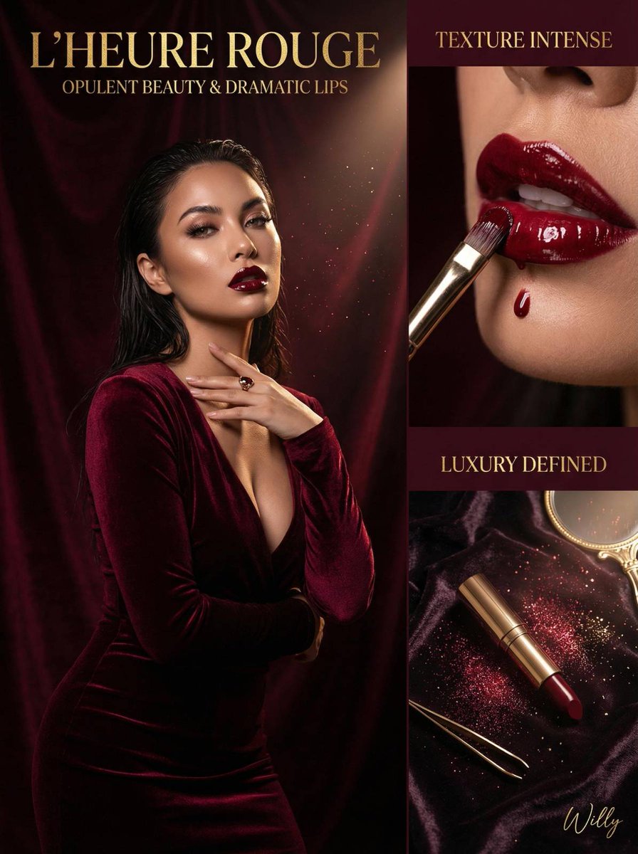 Asymmetrical Dark Luxury Beauty Editorial Spread — example 1