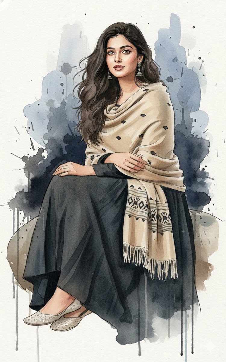 Fine-Art Ink and Watercolor Portrait with Identity Lock — example 1