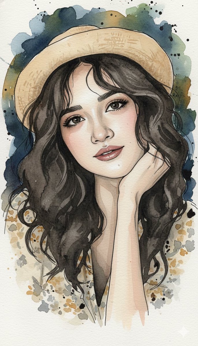 Fine-Art Ink and Watercolor Portrait with Identity Lock — example 2