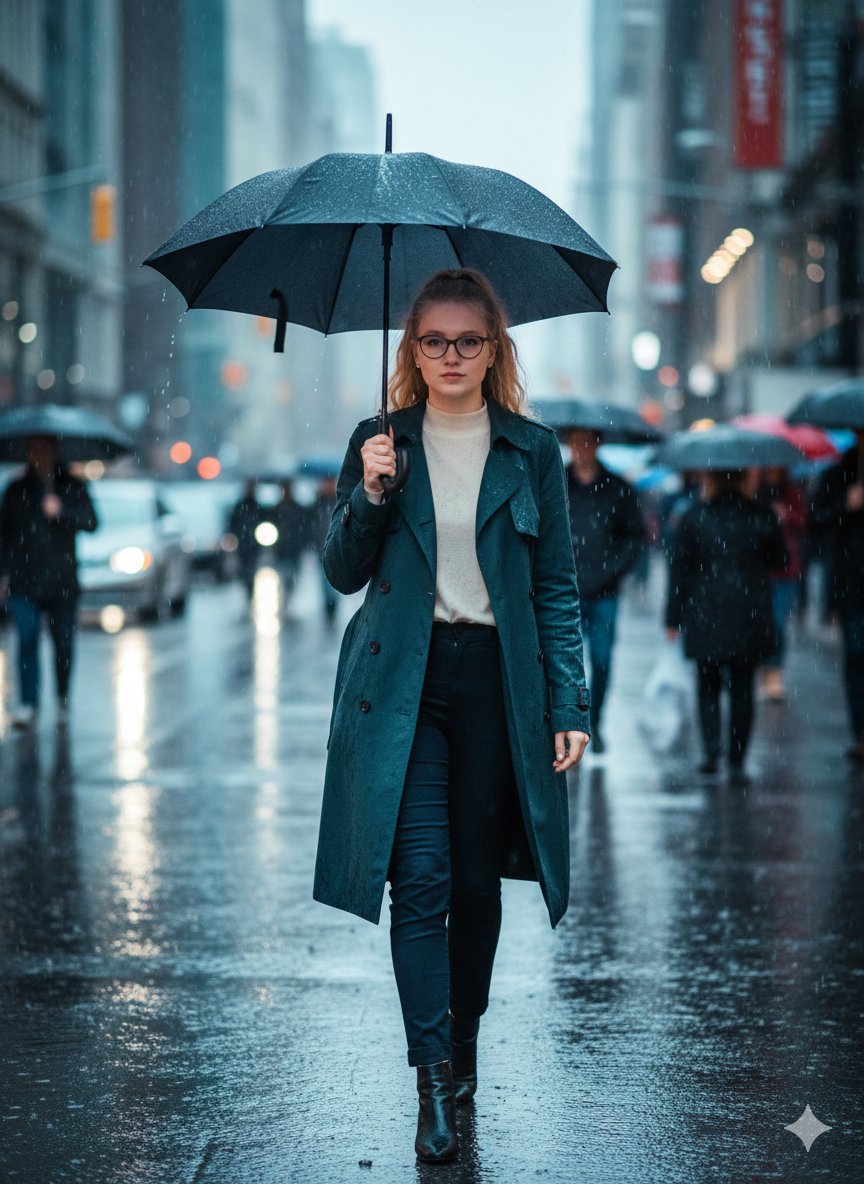 Cinematic Rainy Street Photo Prompt — example 1