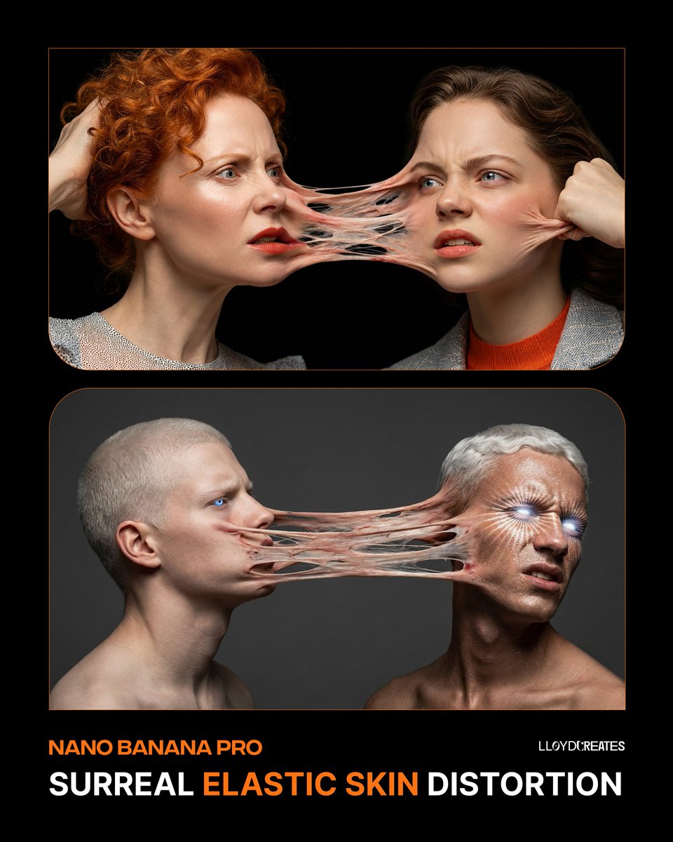 Surreal Elastic Skin Distortion Portrait — example 1