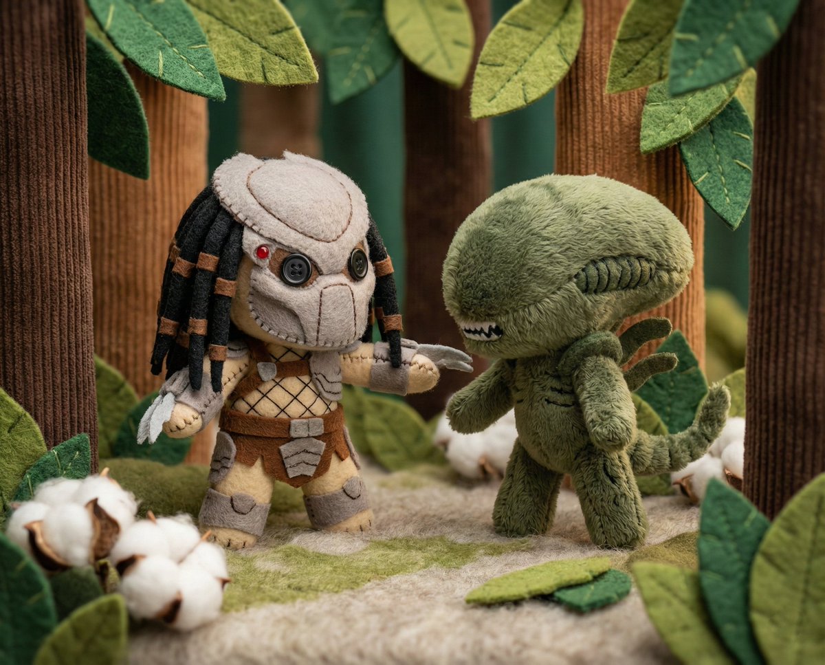 Whimsical Plush Toy Diorama of Little Red Riding Hood — example 2
