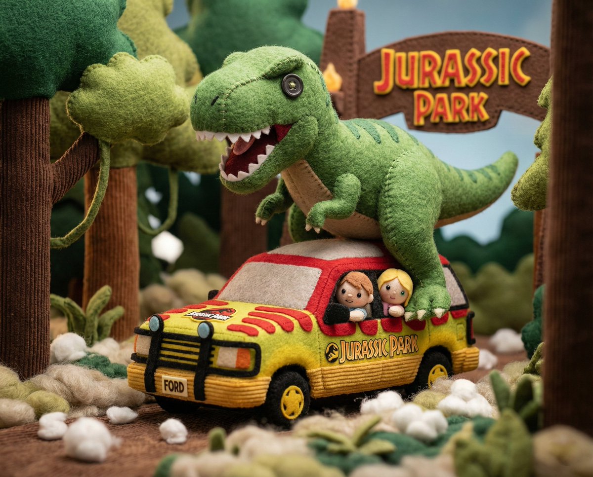 Whimsical Plush Toy Diorama of Little Red Riding Hood — example 3