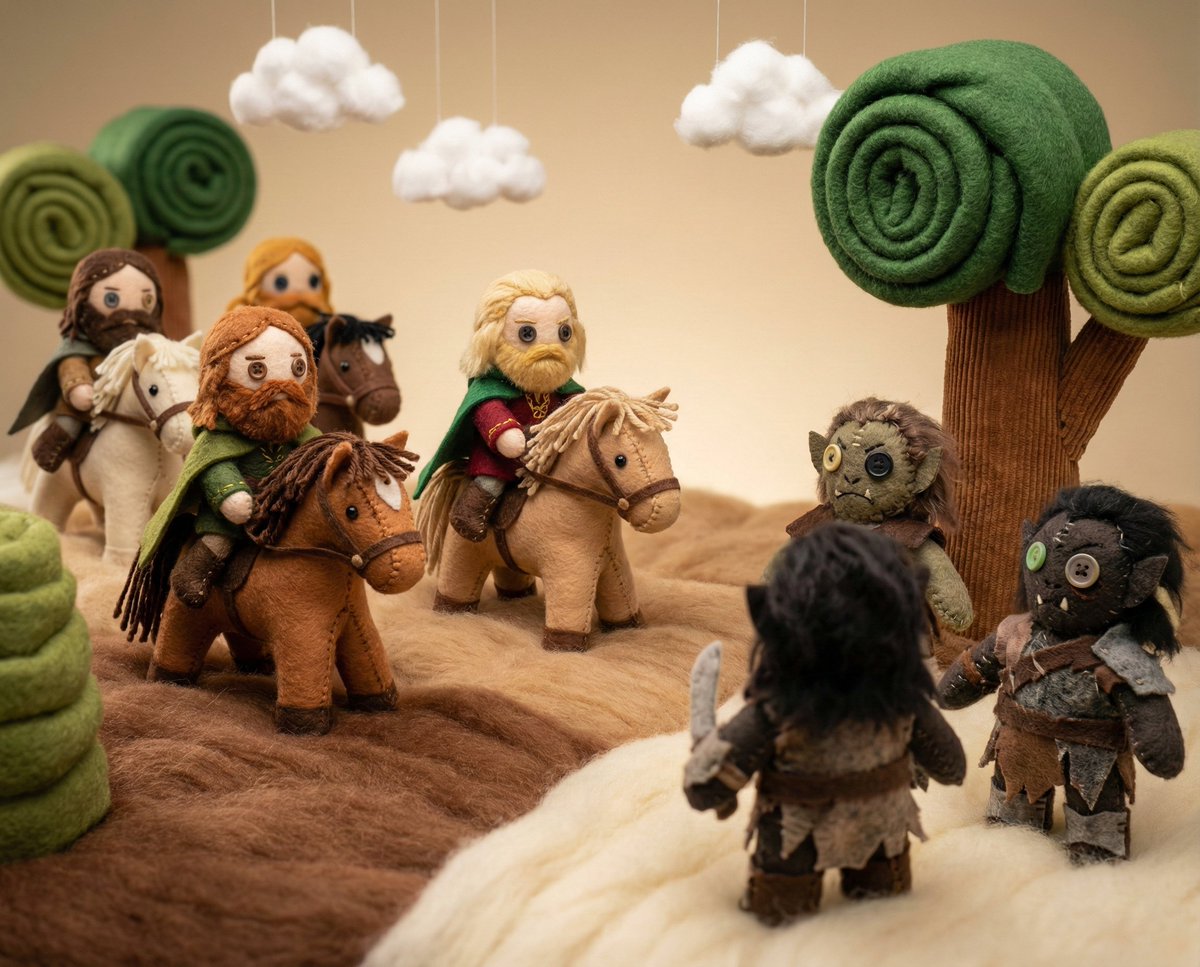 Whimsical Plush Toy Diorama of Little Red Riding Hood — example 4