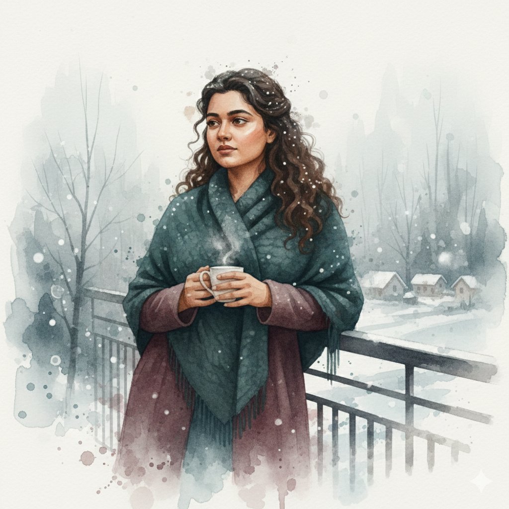 Winter Watercolor Portrait with Identity Lock Prompt — example 1