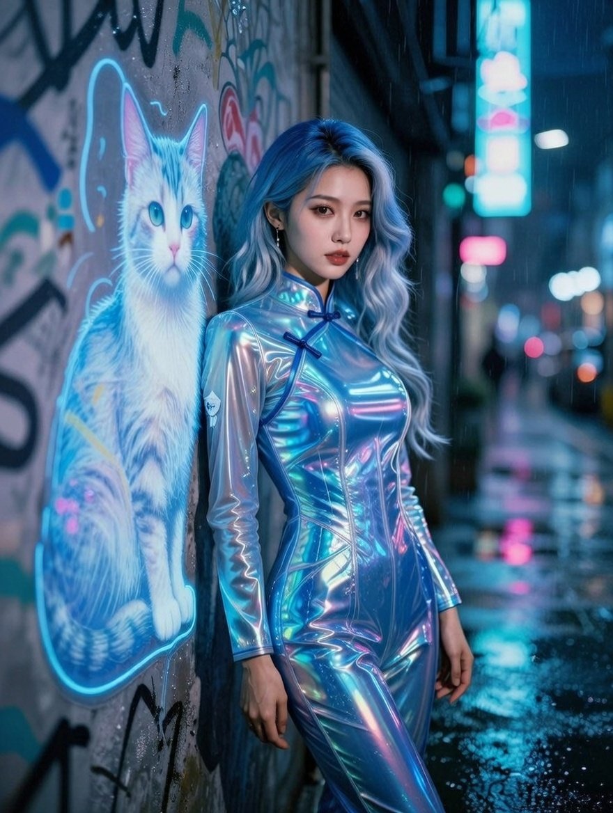 Cyberpunk Neon Alley Fashion Portrait Prompt — example 1