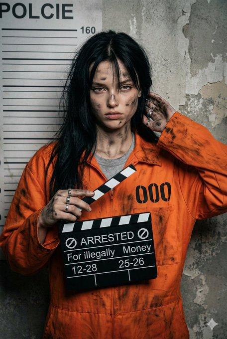 Mugshot Portrait with Custom Slate Text Prompt — example 1