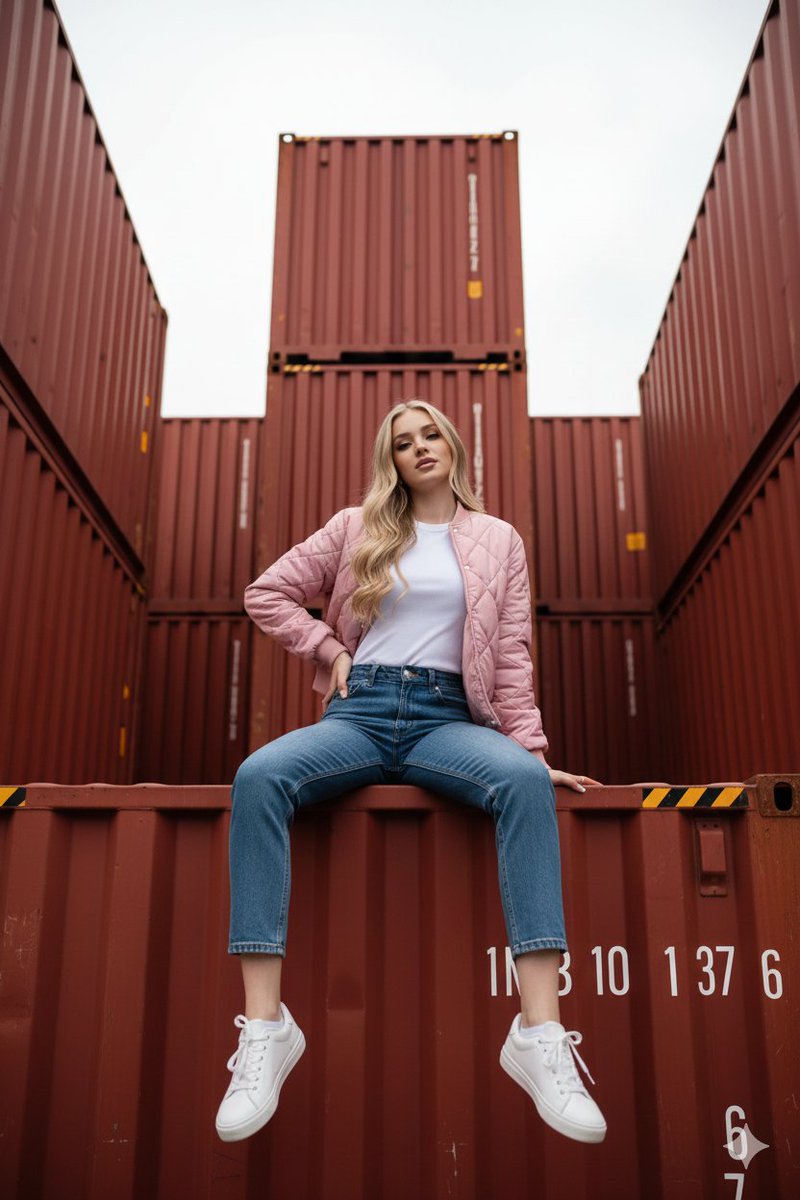 Industrial Shipping Container Streetwear Portrait Prompt — example 1
